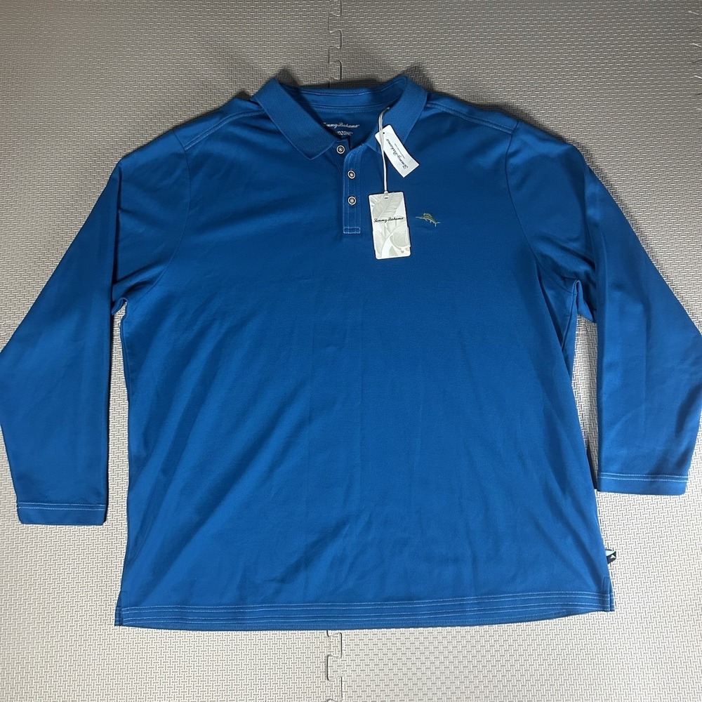 Tommy Bahama Long Sleeve Polo Royal Blue Mens 2XL Islandzone UV Protection